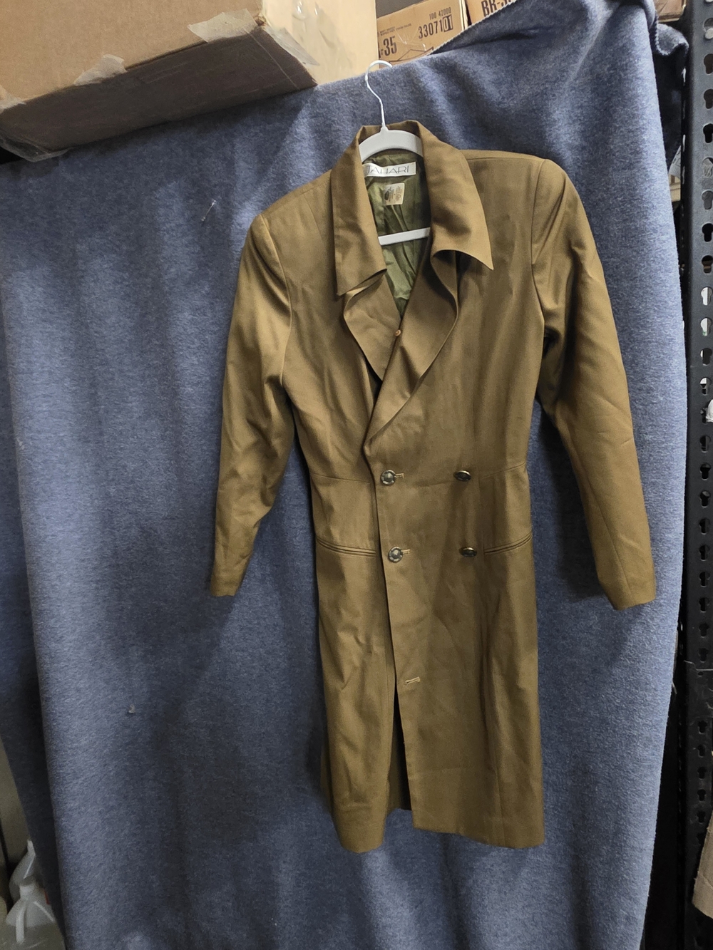 Tahari Olive Green Double-Breasted Trench Coat - Picture 2 of 5